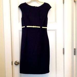 Structural Belted Navy Dress by Calvin Klein